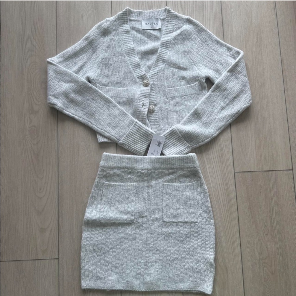 Hausen Grey Cardigan/Sweater Mini Skirt Set